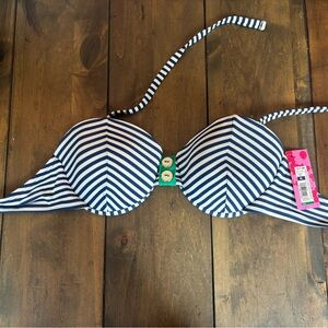 Xhilaration Blue and White Bikini Top with Nautical Stripes - Push Up top